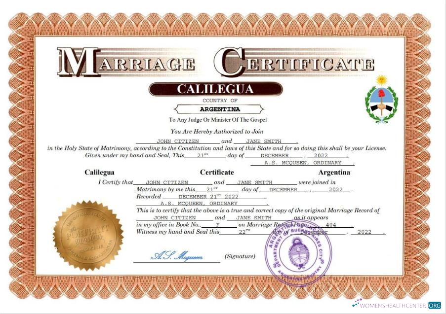Download Argentina marriage certificate Word and PDF template Photoshop template